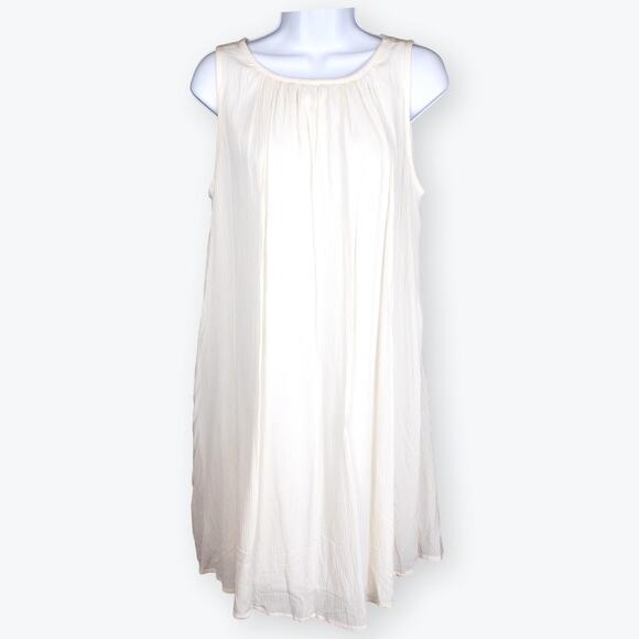 Loft Cream Crinkle Sleeveless Shift Dress M NWT - Picture 1 of 7